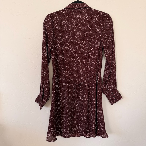 Abercrombie & Fitch Burgundy Polka Dot Button Front Ruffle Shirt Dress Size S - Picture 5 of 15